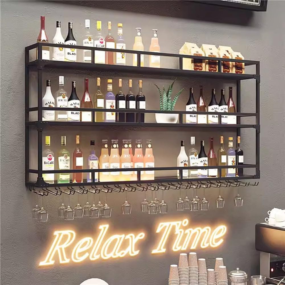 SilteD Wall-Mounted Wine Rack with LED - 80x25x90Cm