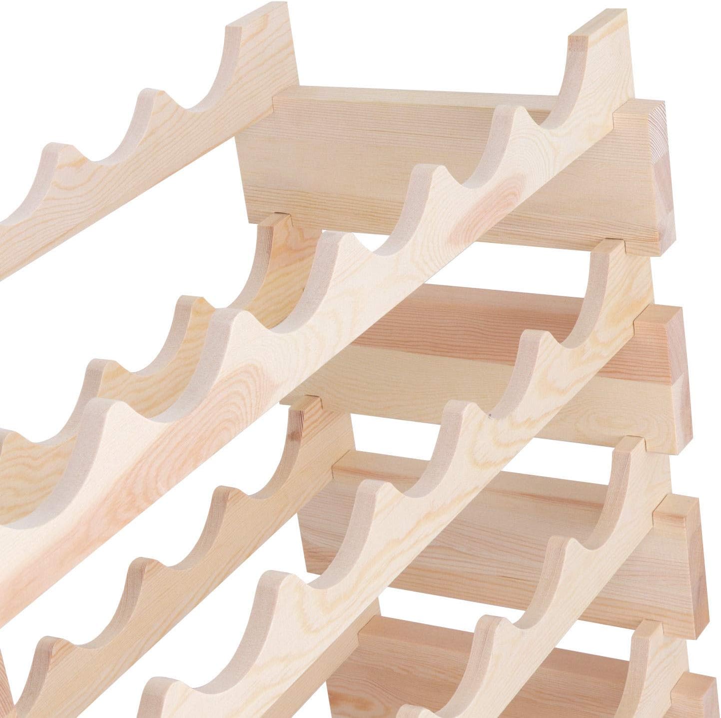 Thaisan7 6 Tier Stackable Wine Rack 36 Bottle Natural Wood