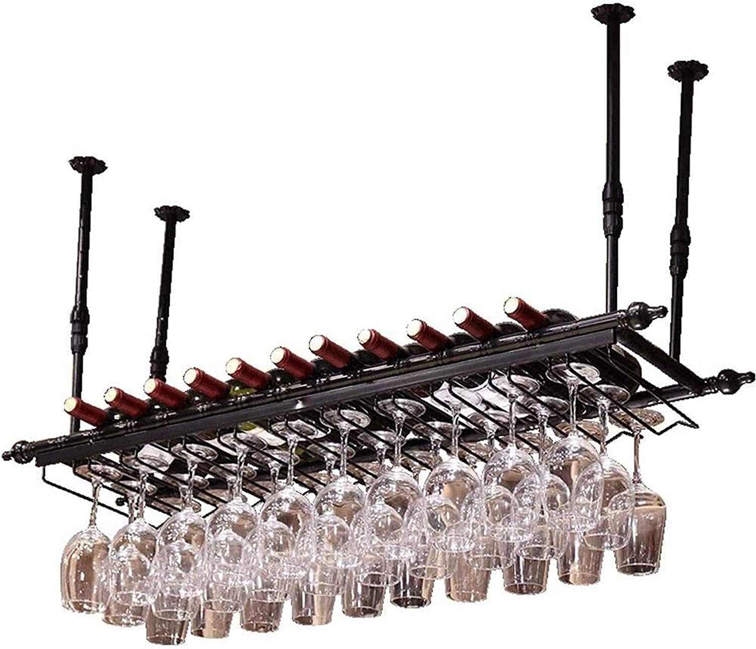 Generic Wall-Mounted Wine Rack with Glass Holder Shelf 1
