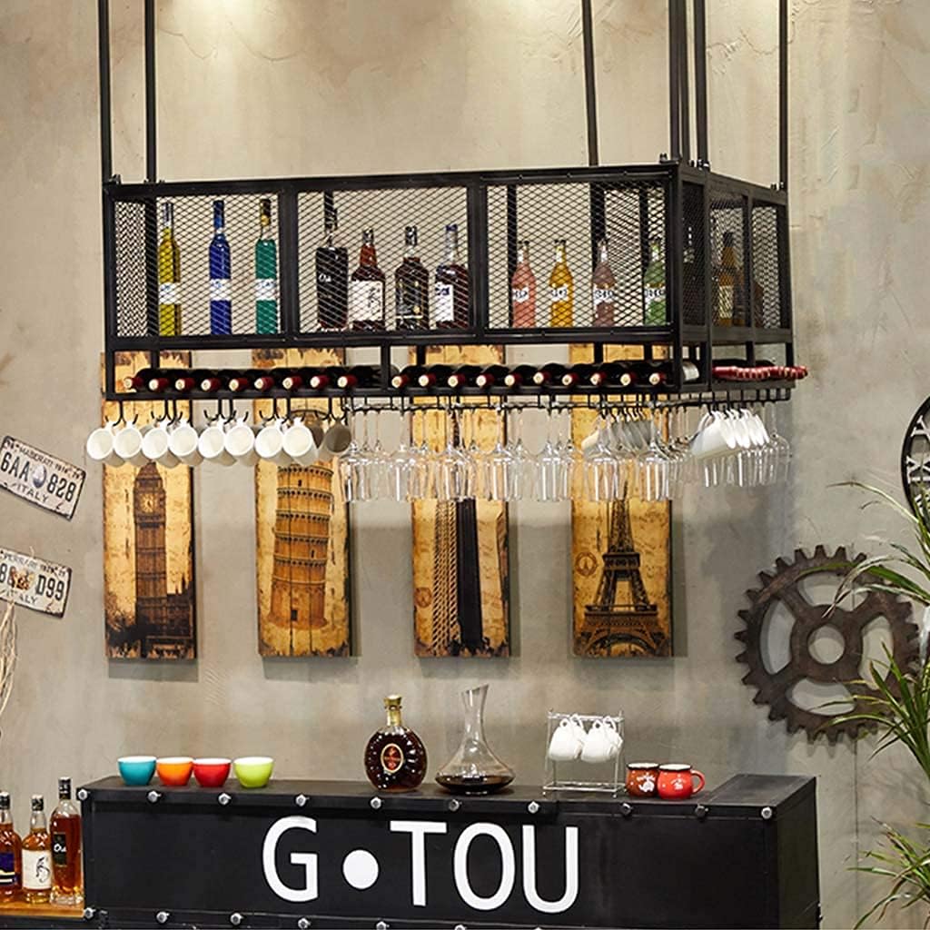 Wall-Mounted Wine Rack with Double Layer Iron Storage