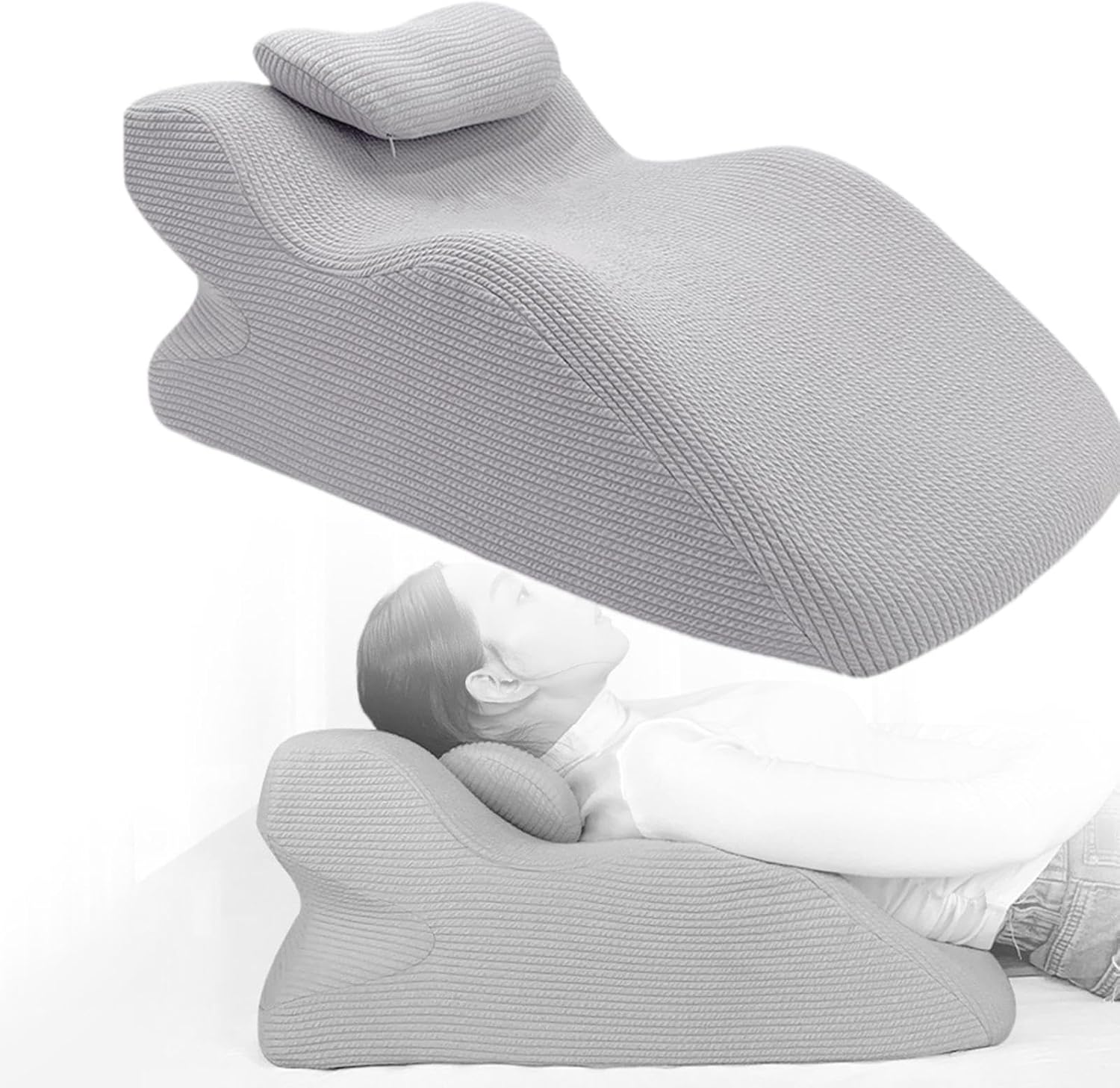 Face Down Pillow with Memory Foam Support Gray