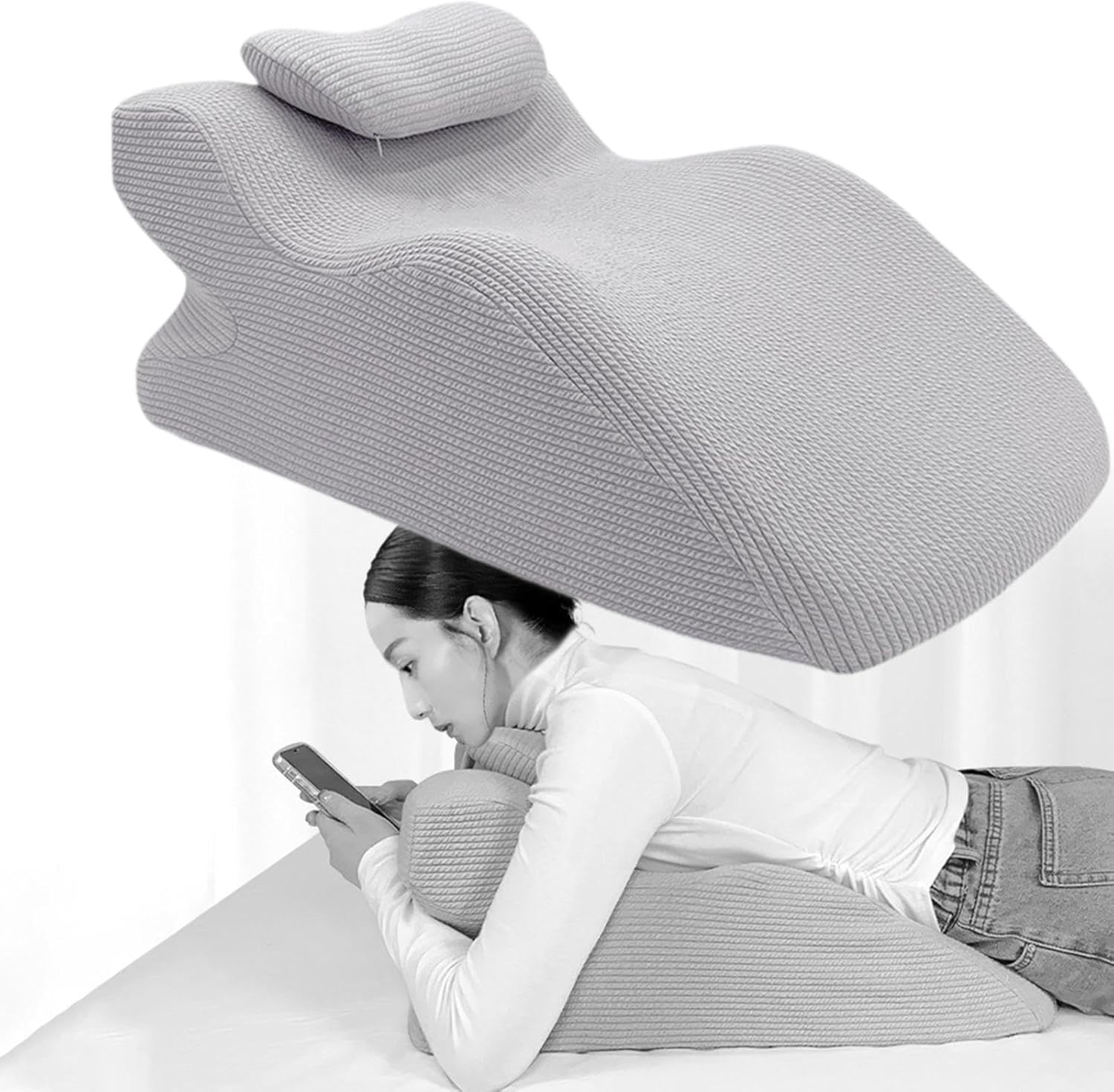 Face Down Pillow with Memory Foam Support Gray