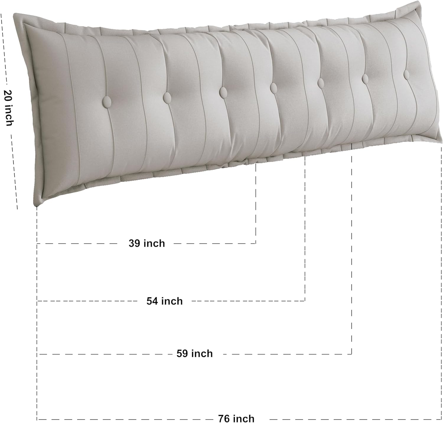 Homecozy Bed Wedge Pillow - 39in White Twin Polyester Headboard Support