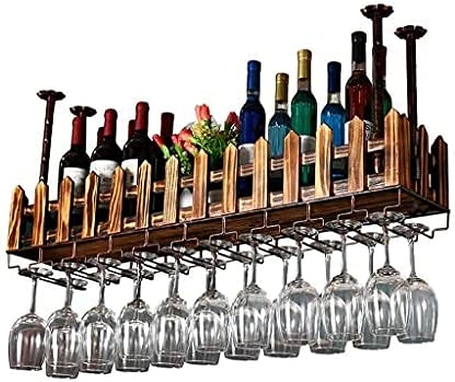 Vintage Rustic Wall-Mounted Wine Rack