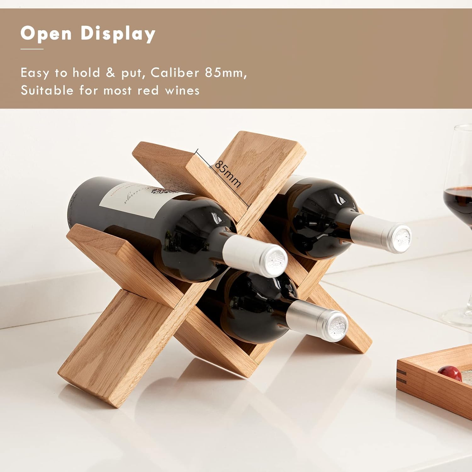 TRWISWDC Natural Oak Wine Rack Free Standing Holder