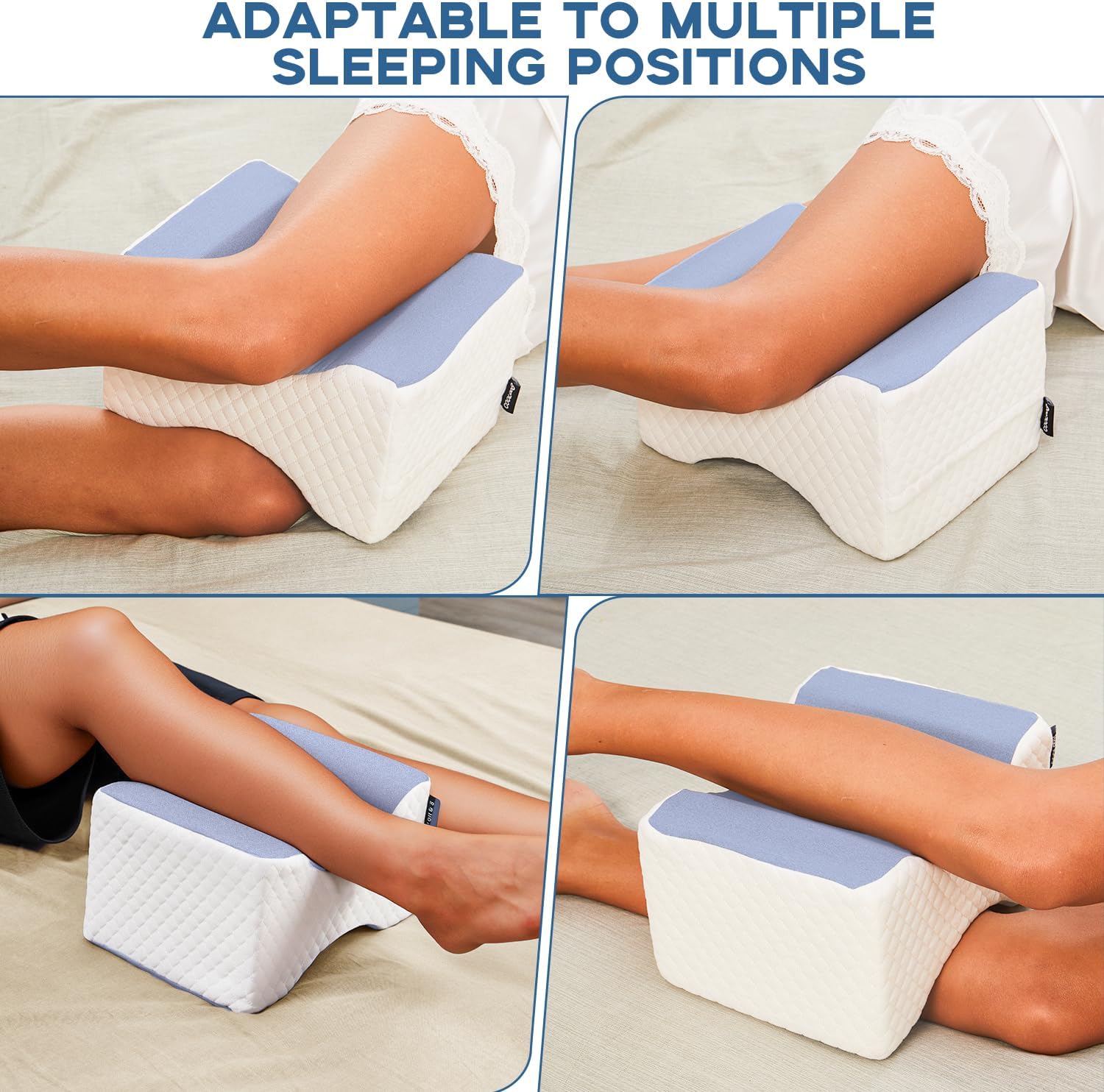 Cooloo8 Side Sleeper Pillow 2PCS Blue Memory Foam Leg Positioner