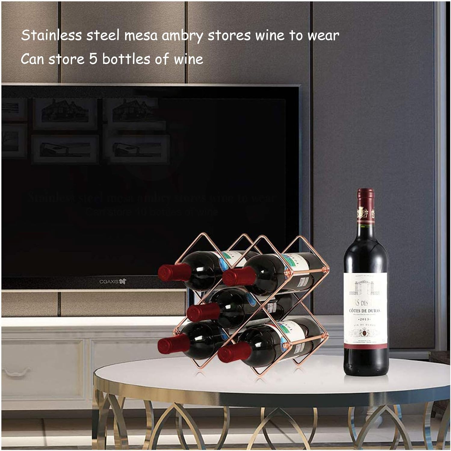 BOCbco Tabletop Wine Racks Rose Gold 5 Bottle Holder