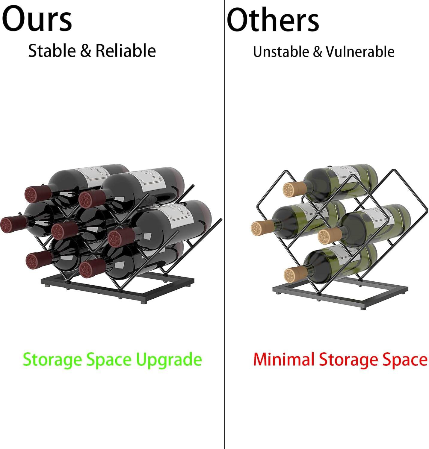 KOKSTOP Black Metal Wine Rack with 7 Bottles Capacity
