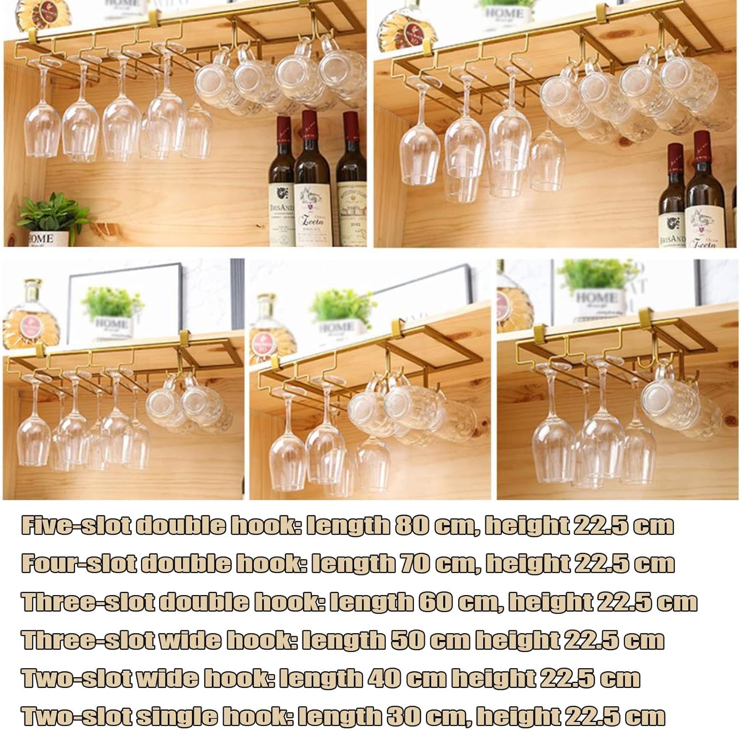 WORDFUN Wine Glass Hanging Rack Black 3 Rows