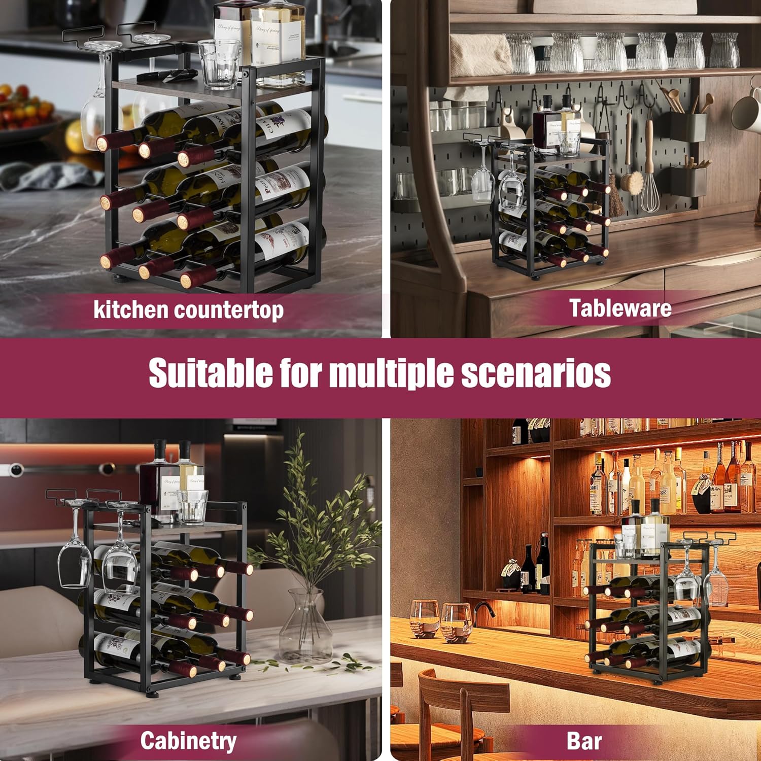 Facka 4-Tier Tabletop Wine Rack with 9 Bottles 1