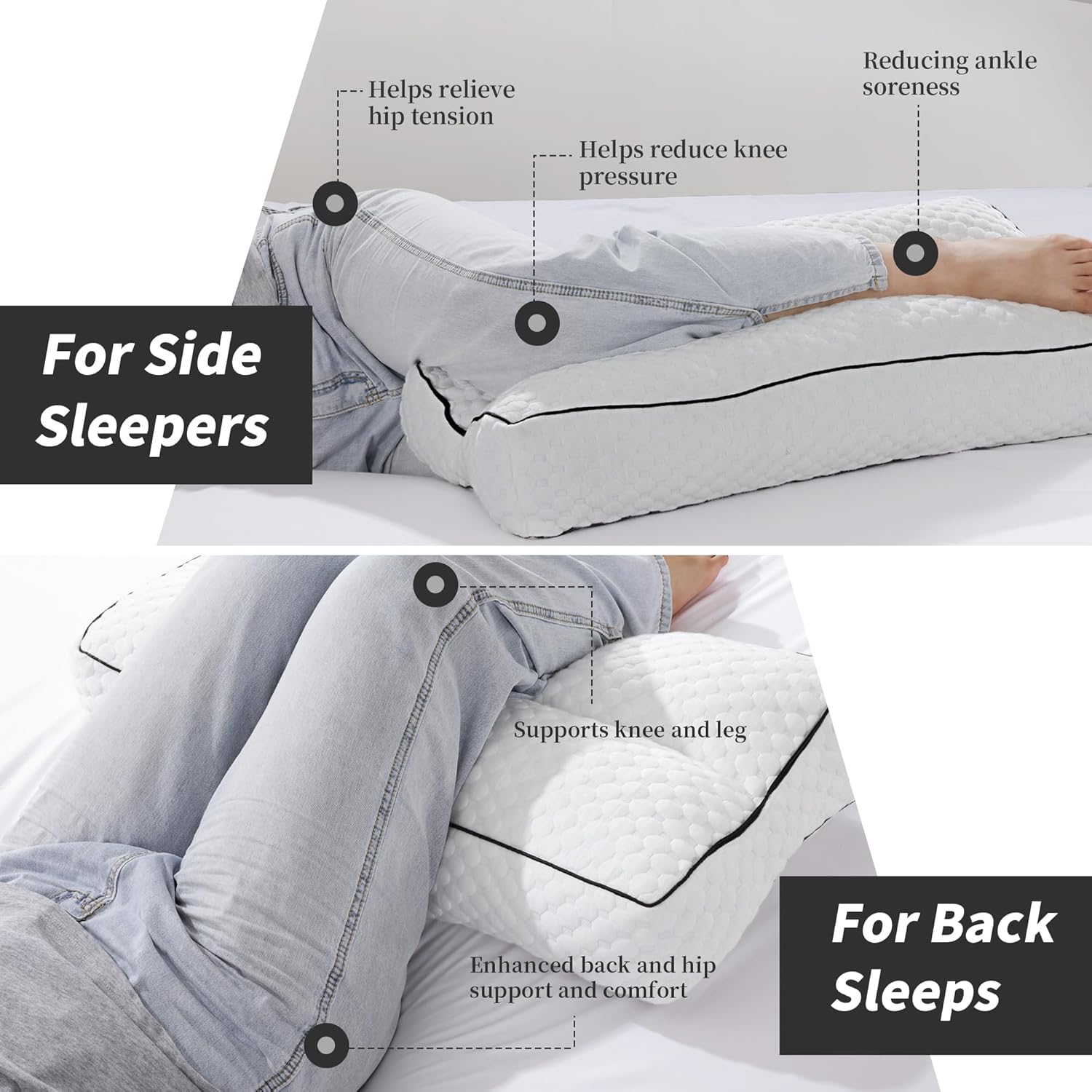 BALAPET Shredded Memory Foam Leg Pillow for Side Sleepers