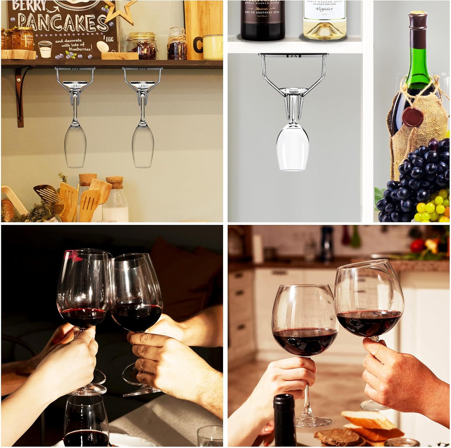 Lemecima 4Pack Stainless Steel Wine Glass Holder 14 Inch Rack
