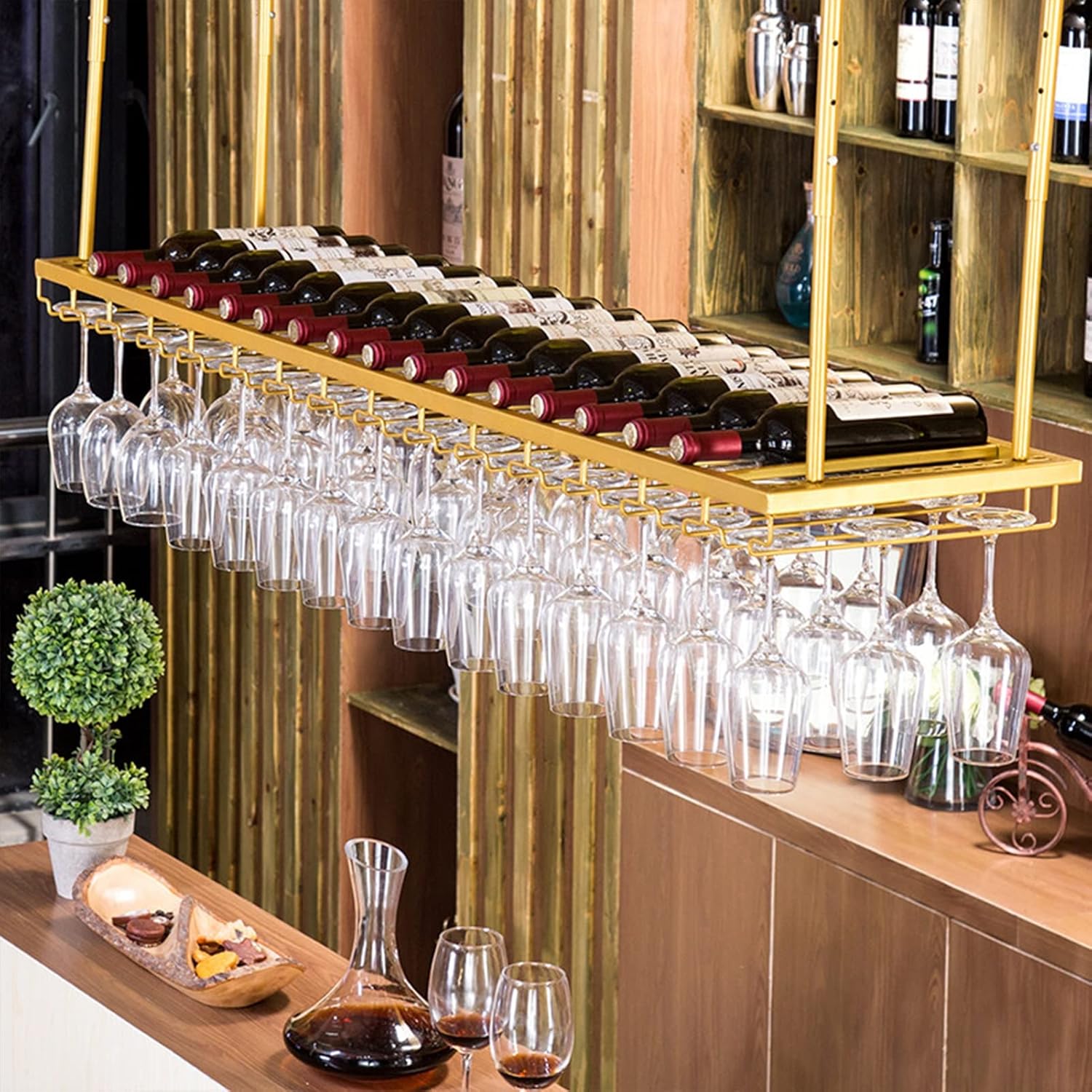 Suuim Ceiling Wine Racks with Adjustable Holder