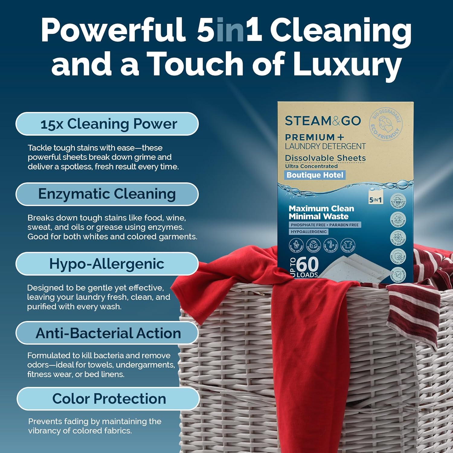 Steam and Go Premium Laundry Detergent Sheets 30 Ct