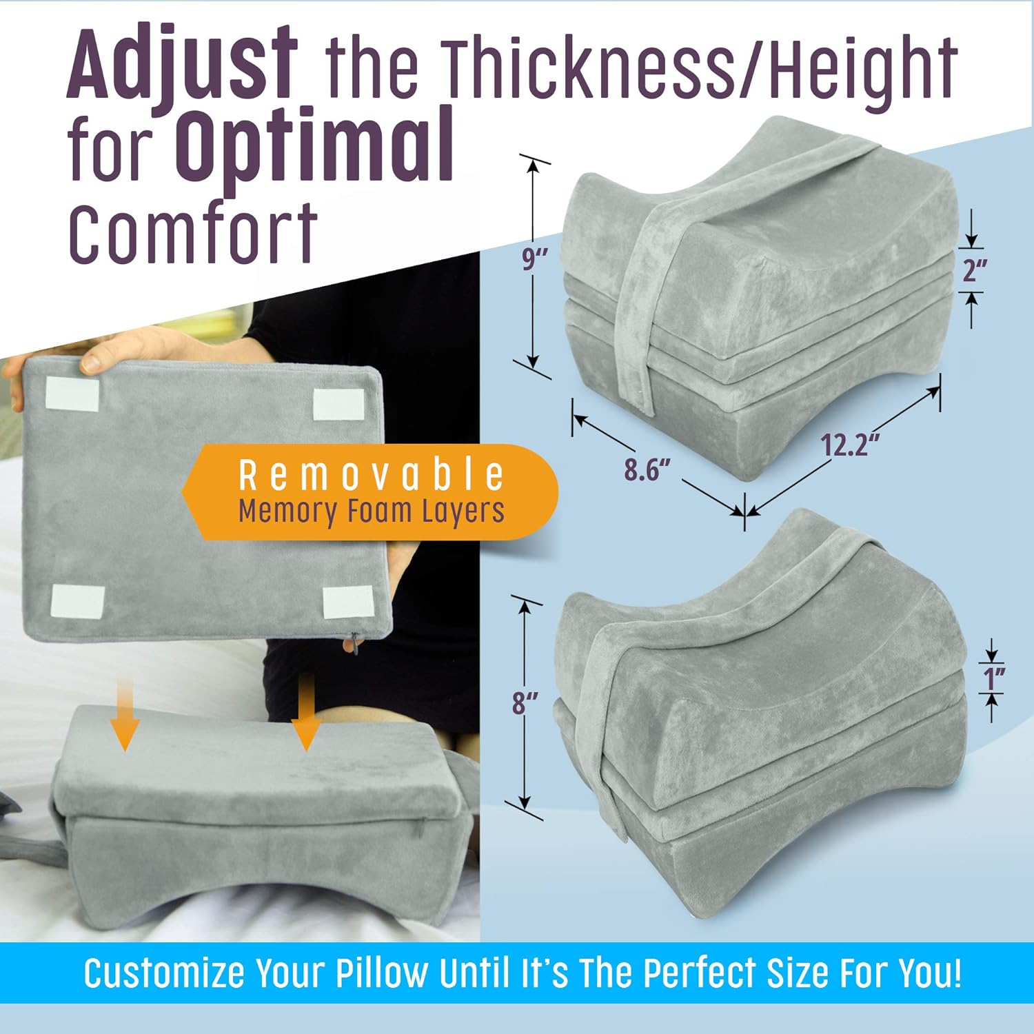 Flexicomfort Adjustable Knee Pillow for Side Sleepers