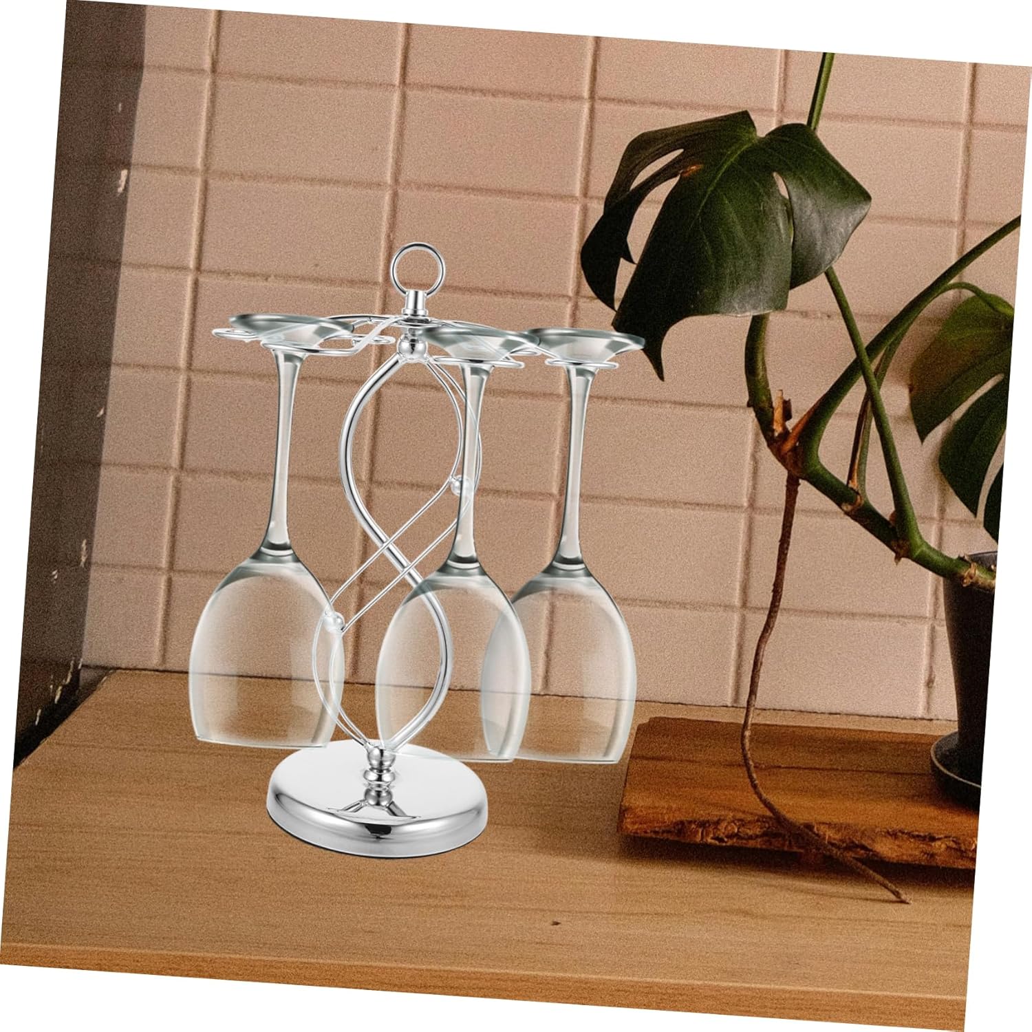 PRETYZOOM Countertop Wine Glass Rack with Hooks