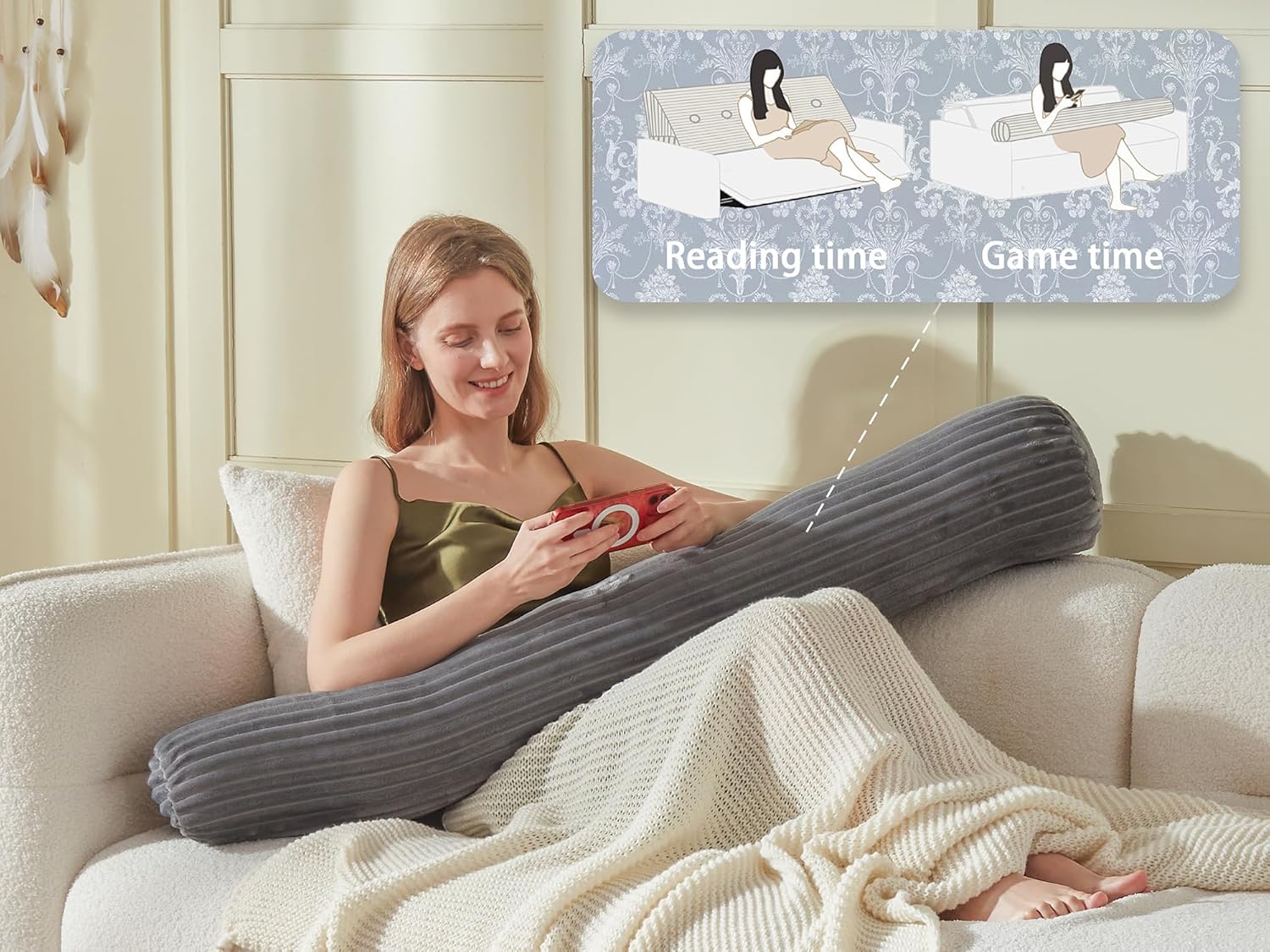AmyWtb Headboard Pillow with Removable Cover