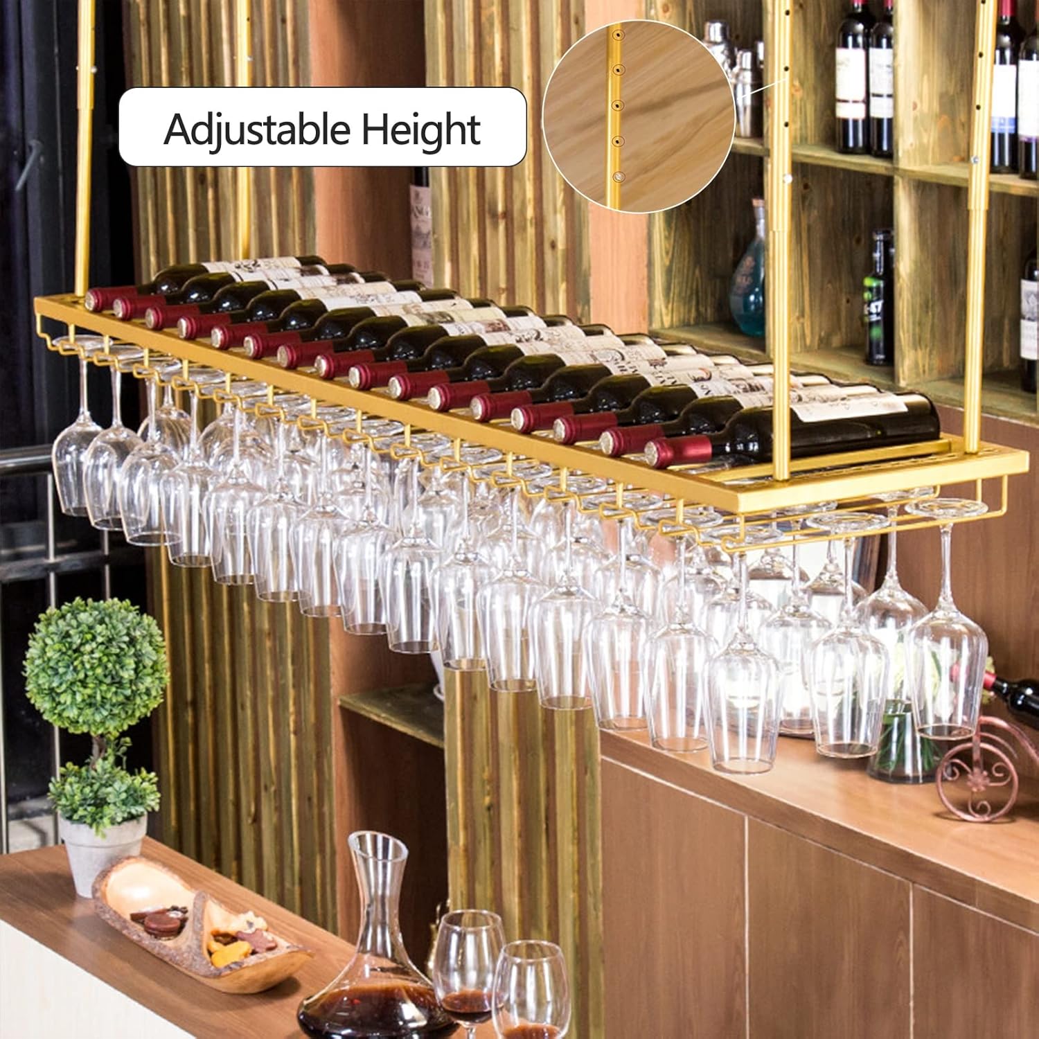 Suuim Ceiling Wine Racks with Adjustable Holder