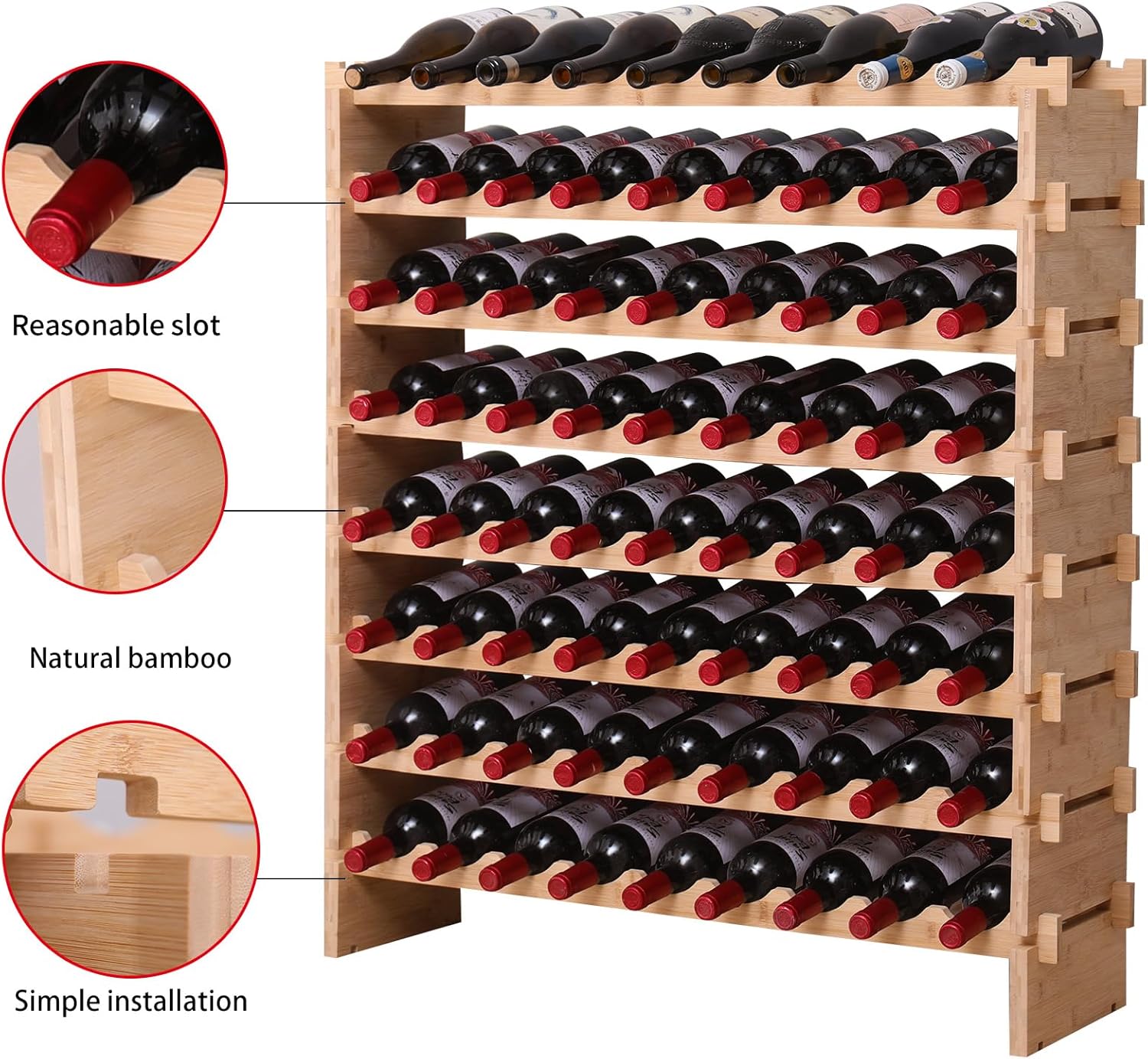 FDHUIJIA 72-Bottle Bamboo Wine Rack Cabinet 1