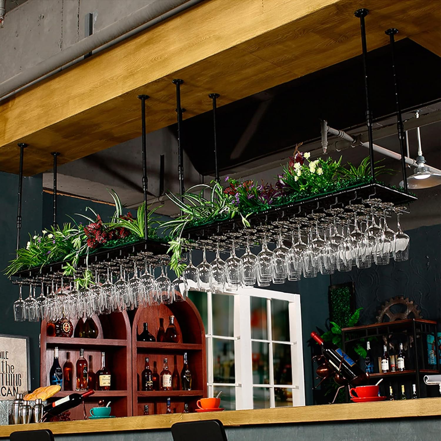 LUCEAE Ceiling Wine Rack with Adjustable Height 1