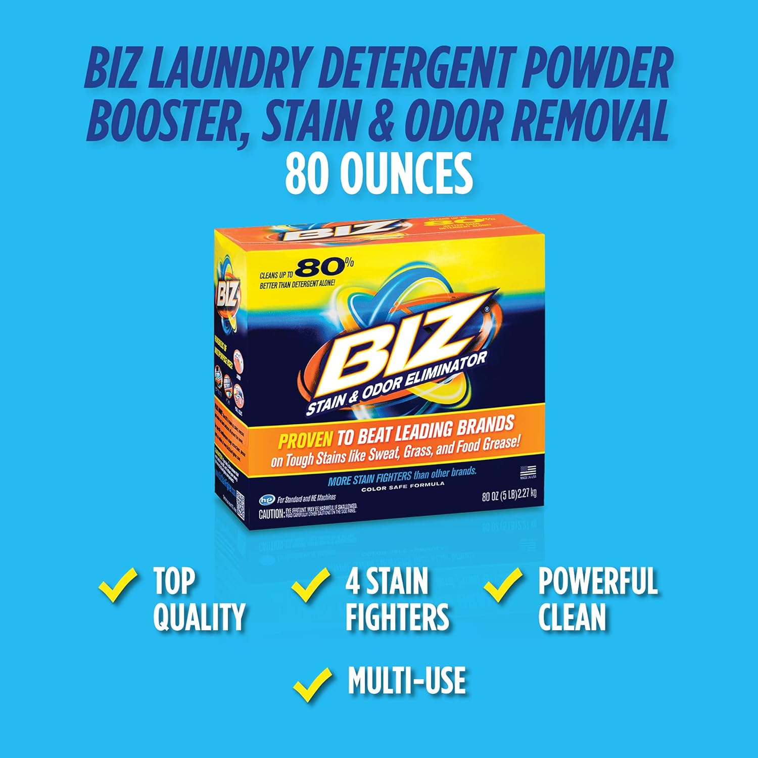 Biz Laundry Detergent Powder Booster - 80 Ounces 1