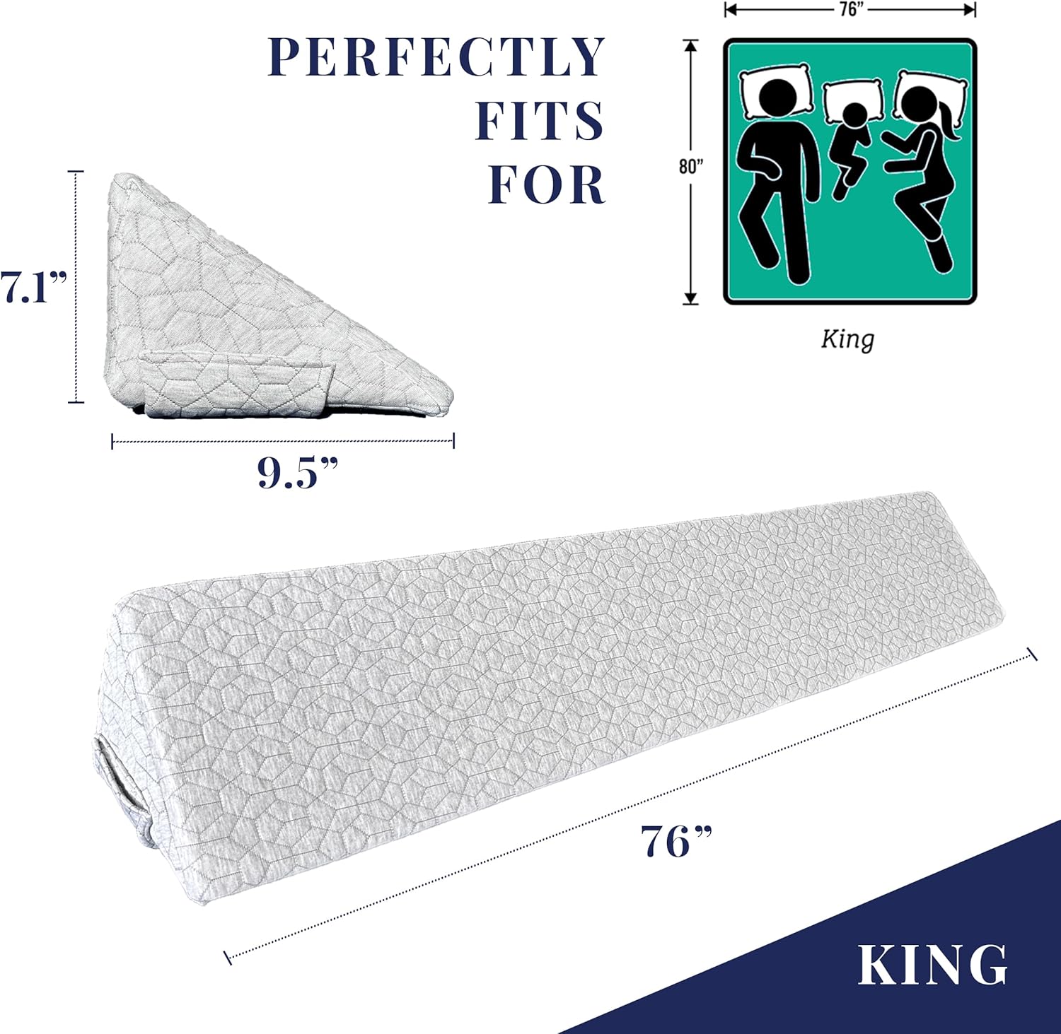 XL Triangle Bed Wedge Pillow for Headboard Gap