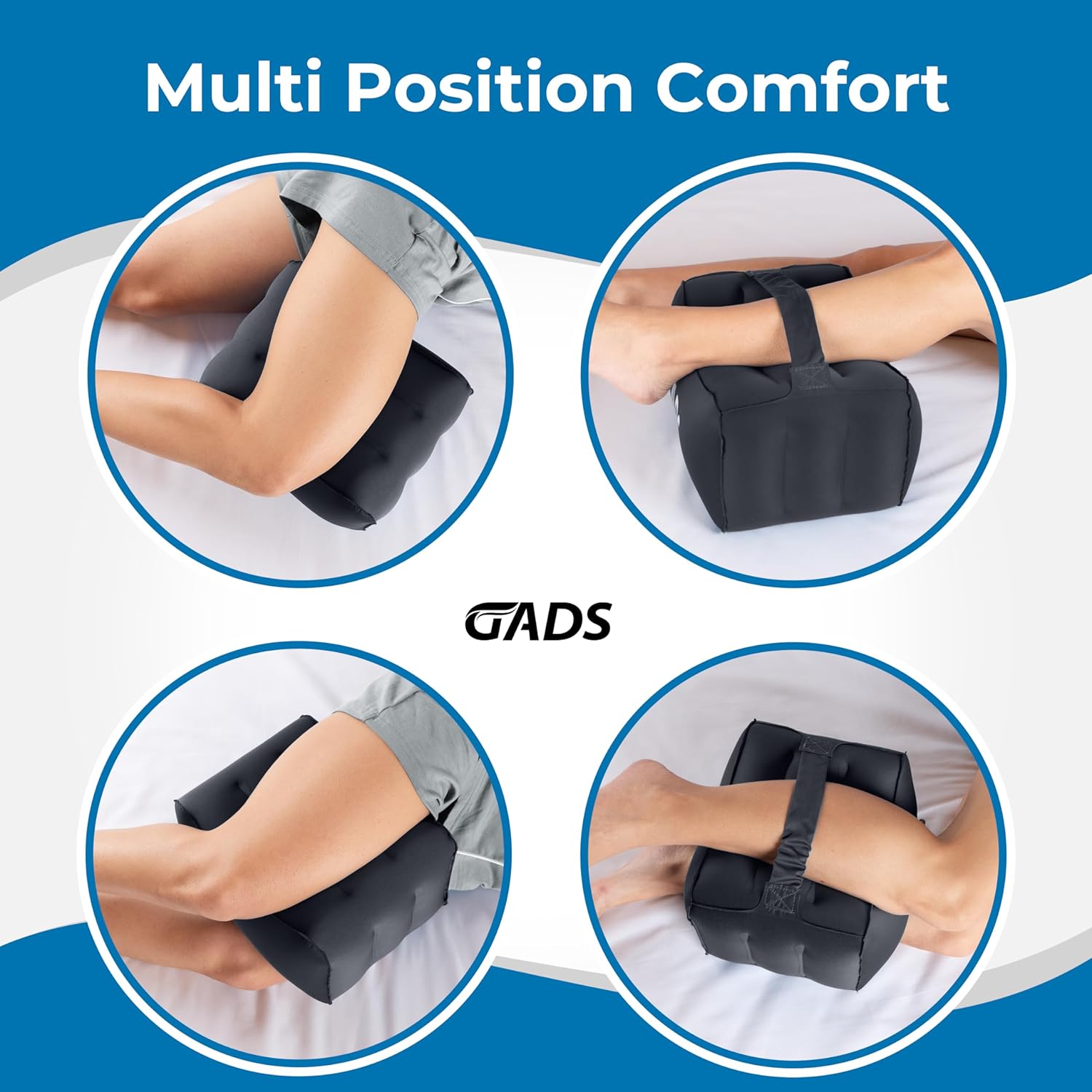 Gads Inflatable Knee Pillow for Side Sleepers - Travel Pain Relief