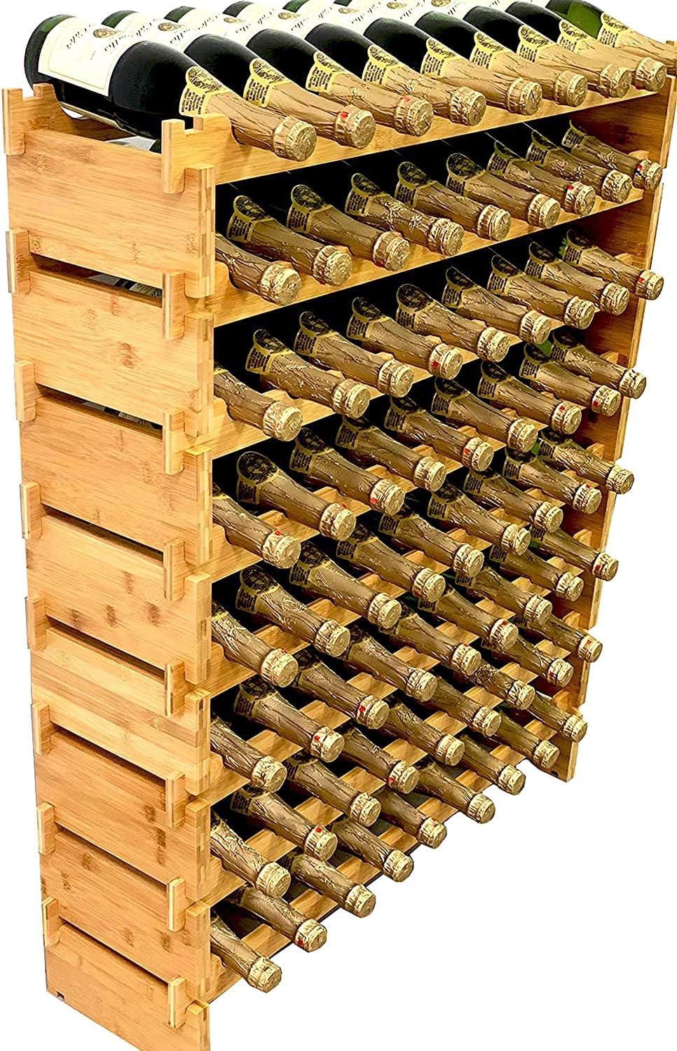 Birsppy Bamboo Wine Rack - 8-Tier 72 Bottle Capacity