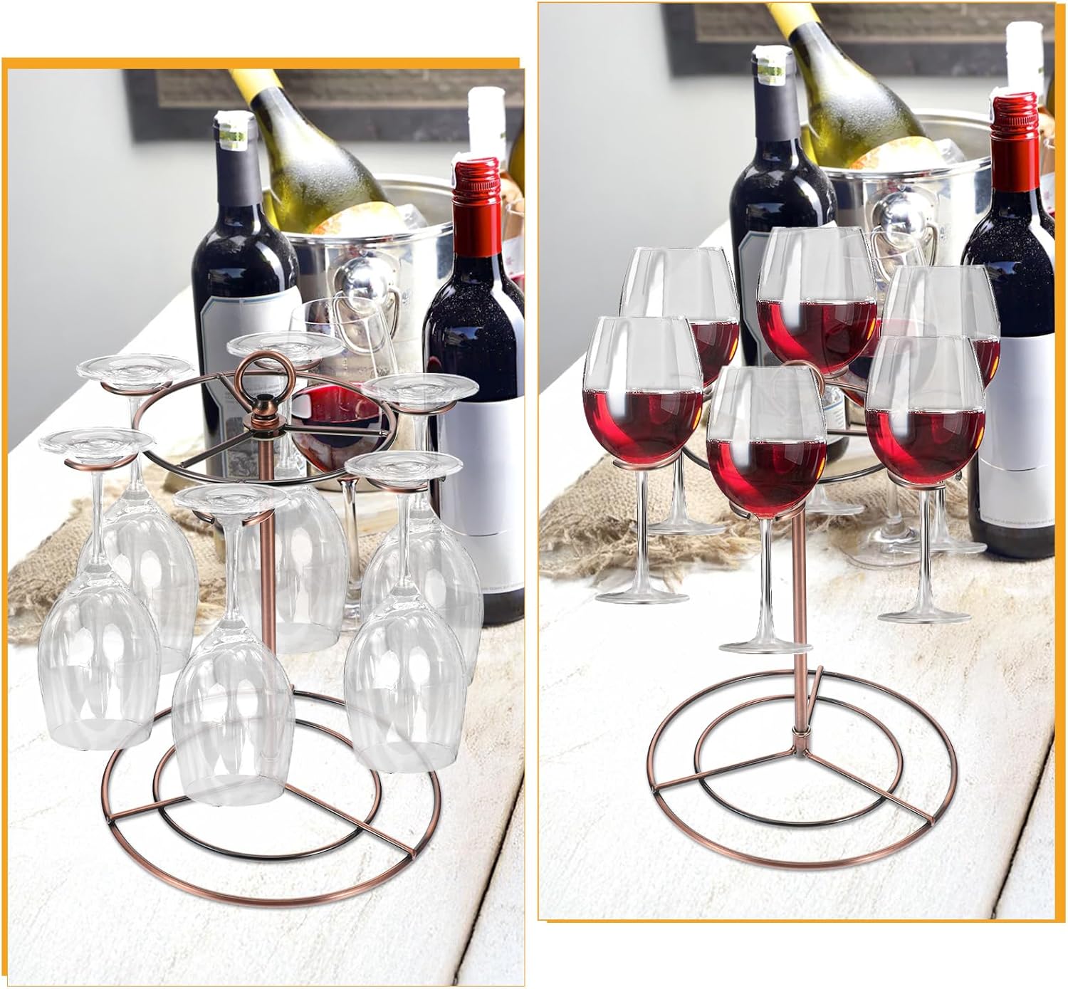 Black Metal Wine Glass Holder with 12 Hooks