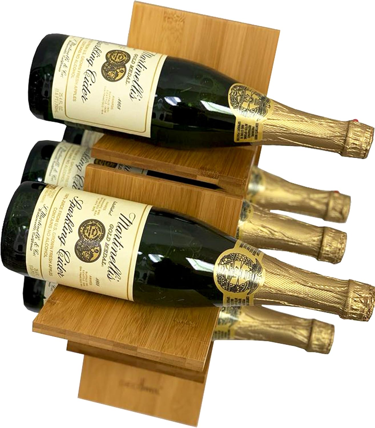 DECOMIL 5-Bottle Stackable Bamboo Wine Rack 1