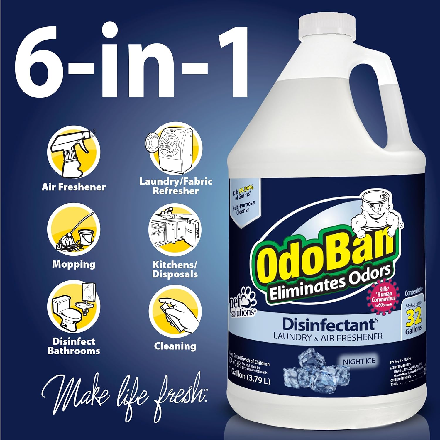 OdoBan Disinfectant 4 Gallons Night Ice Scent