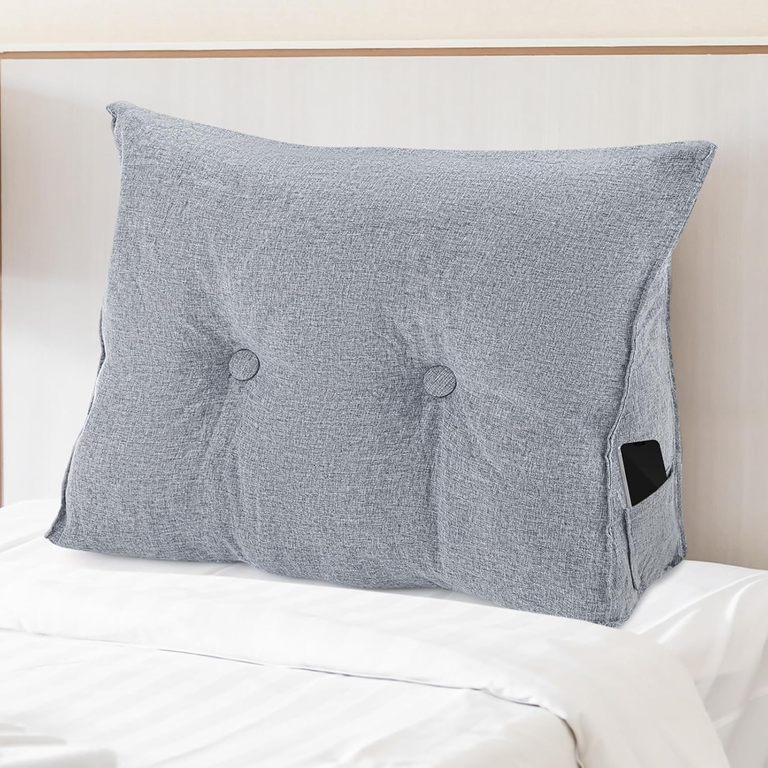 Wenqik Triangular Reading Pillow with Removable Cover Gray