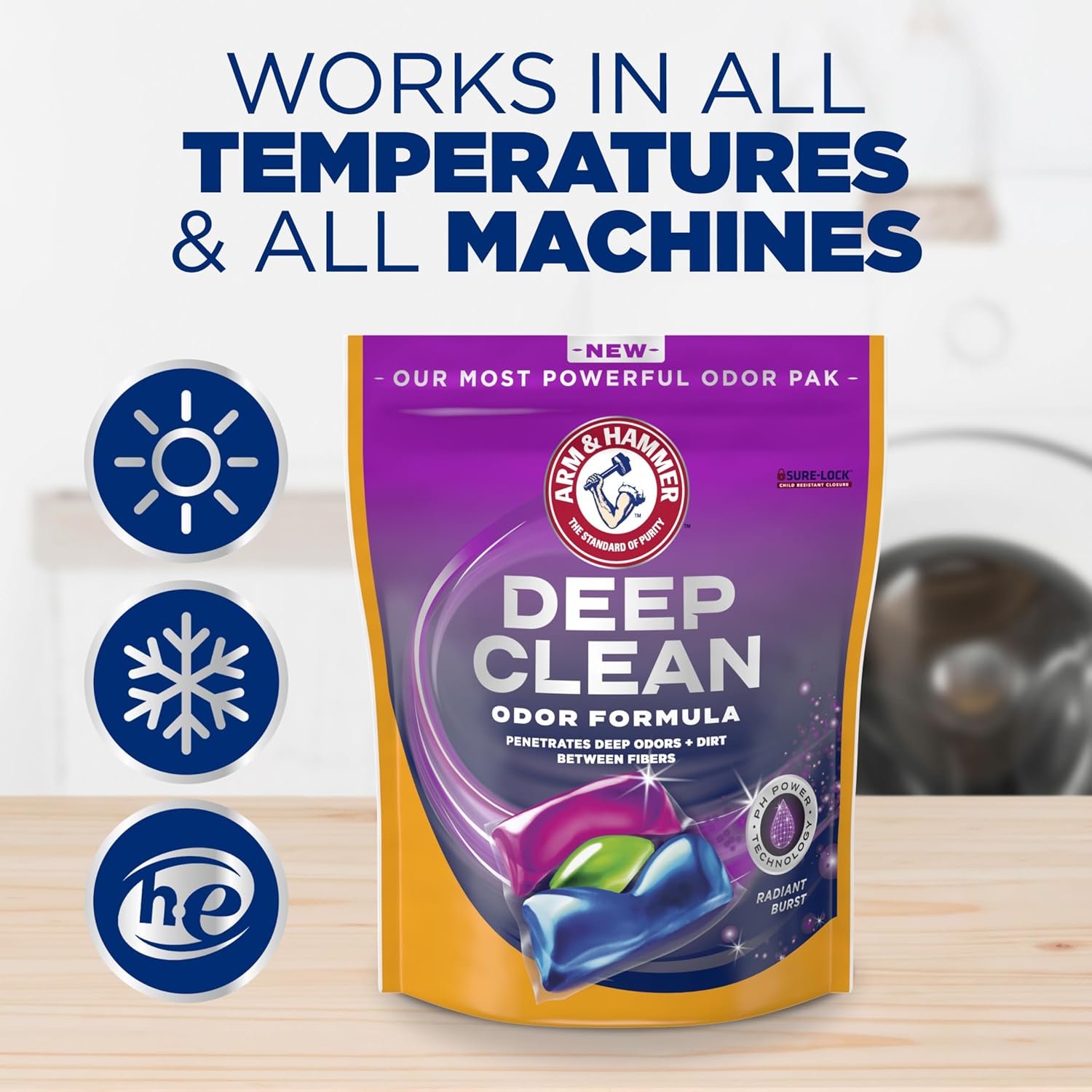 ARM HAMMER Deep Clean Odor Laundry Detergent Paks 44 Count 44 Loads