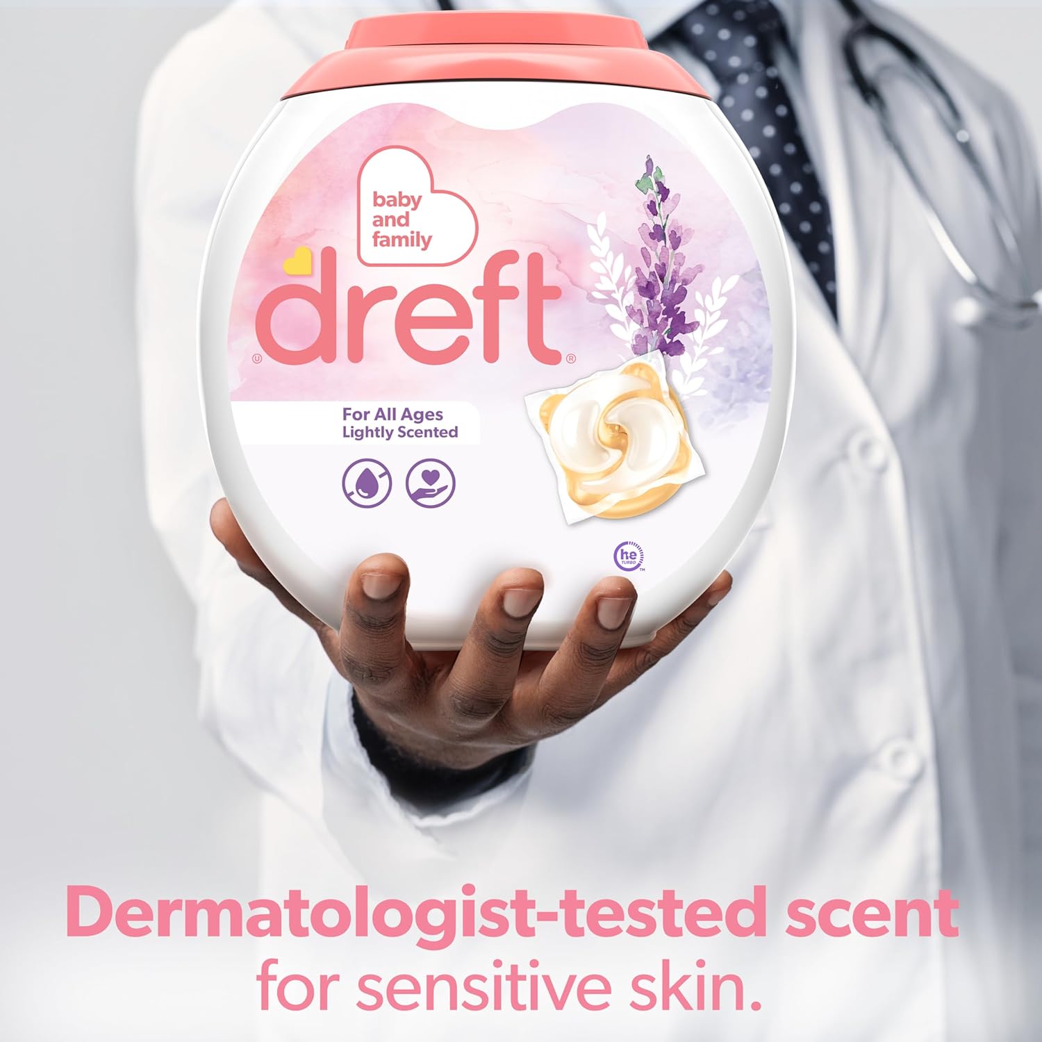 Dreft Detergent Pacs Light Scented Lavender HE 45 Count