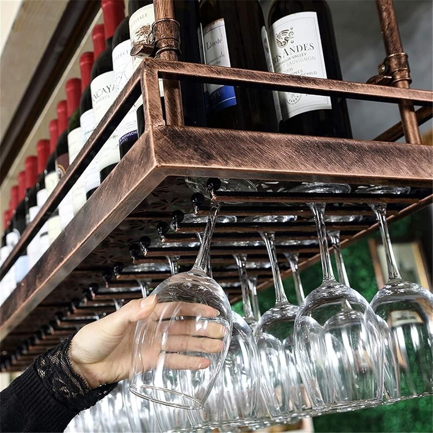 LUCEAE Wall-Mounted Wine Rack with Floating Shelf
