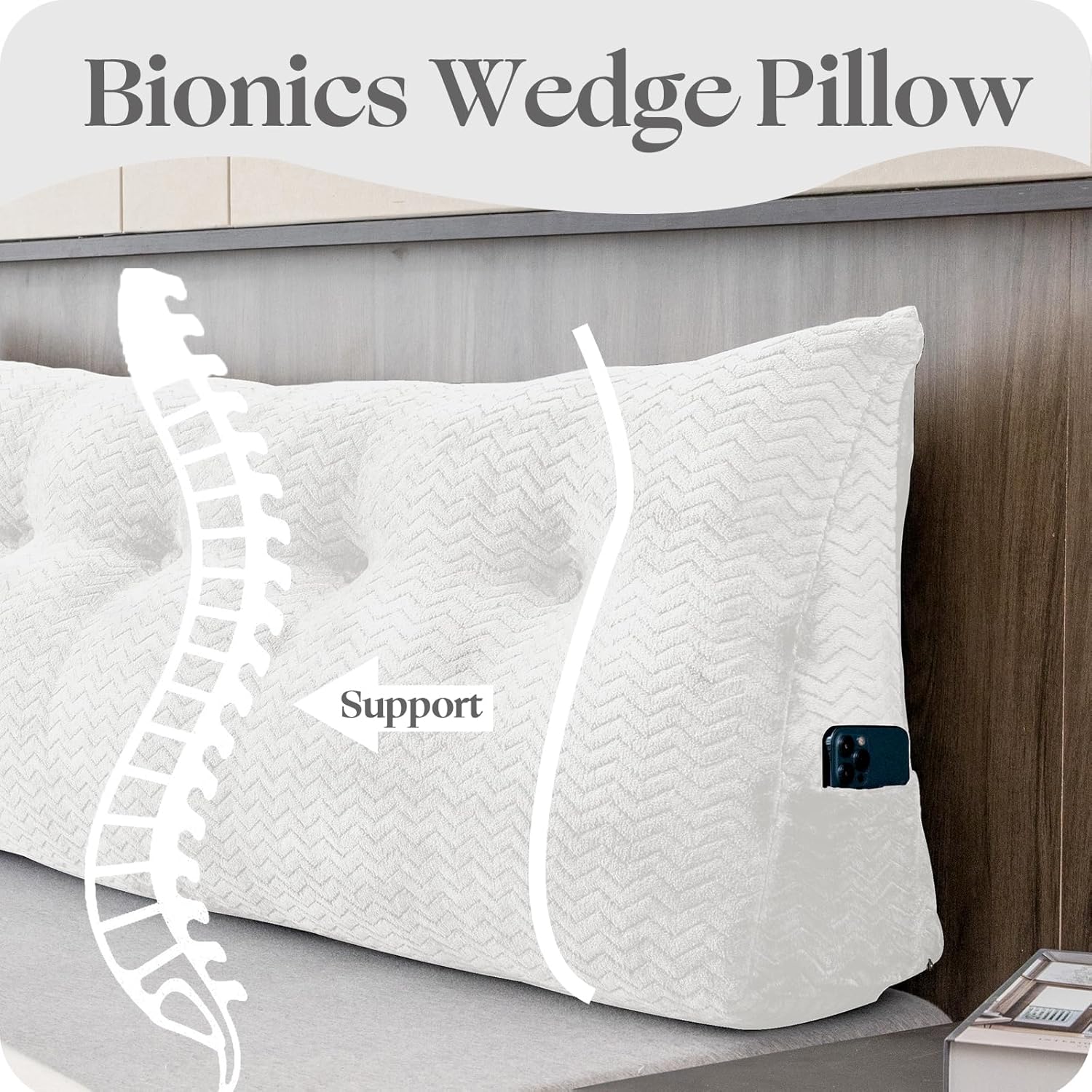 ZOEMO Large Triangular Headboard Pillow with Removable Cover