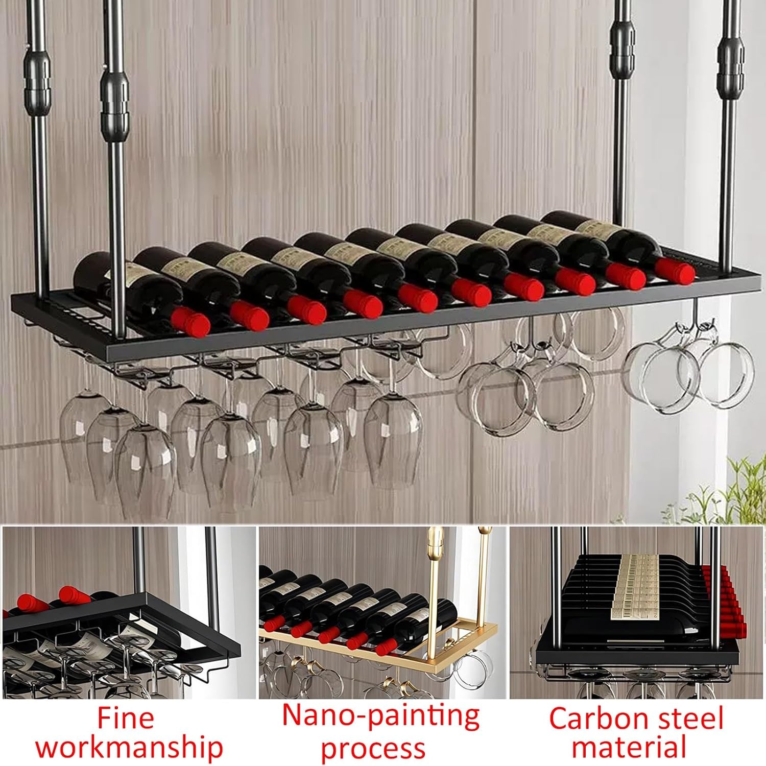 LIGUOYI Adjustable Wine Glass Rack for Kitchen and Bar