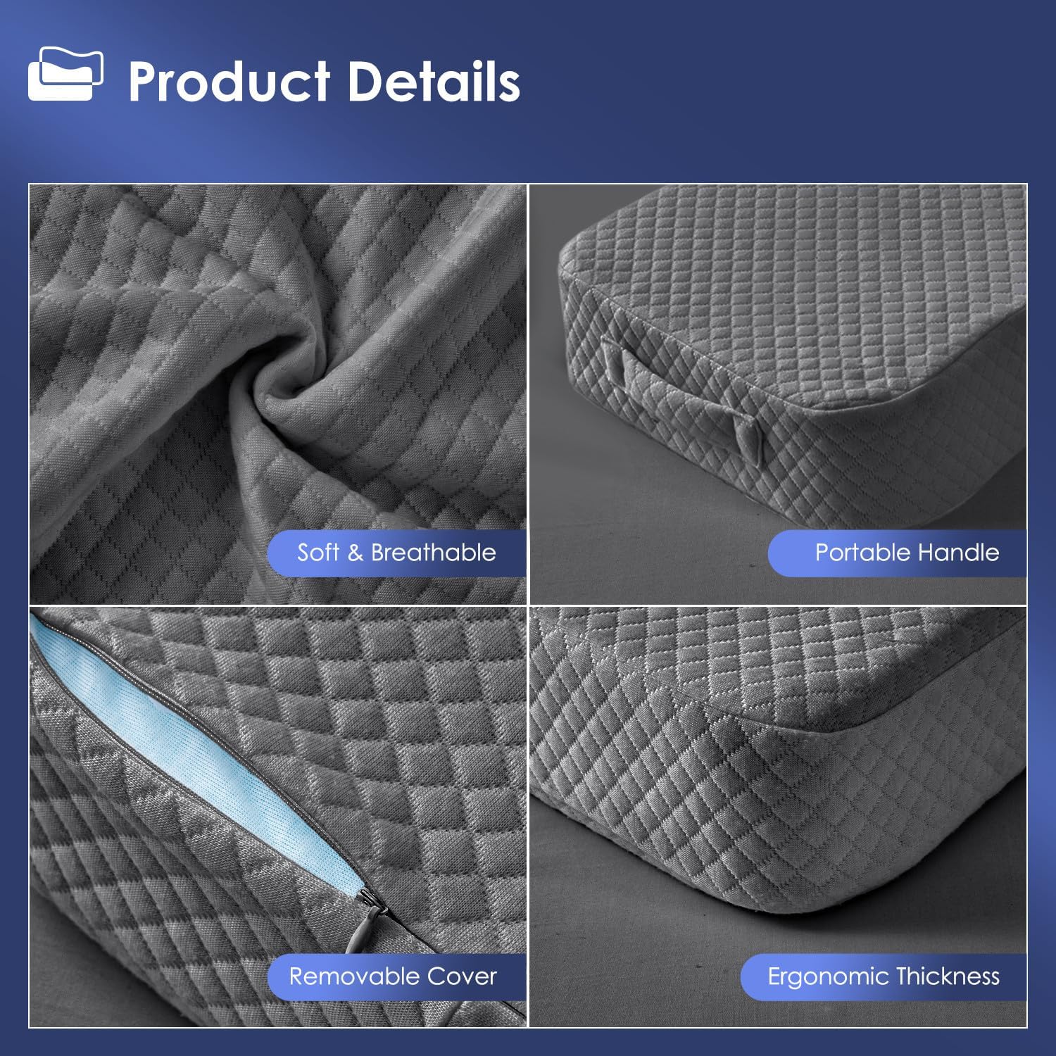 Livemy Leg Pillow for Side Sleepers - 15x25 Grey M