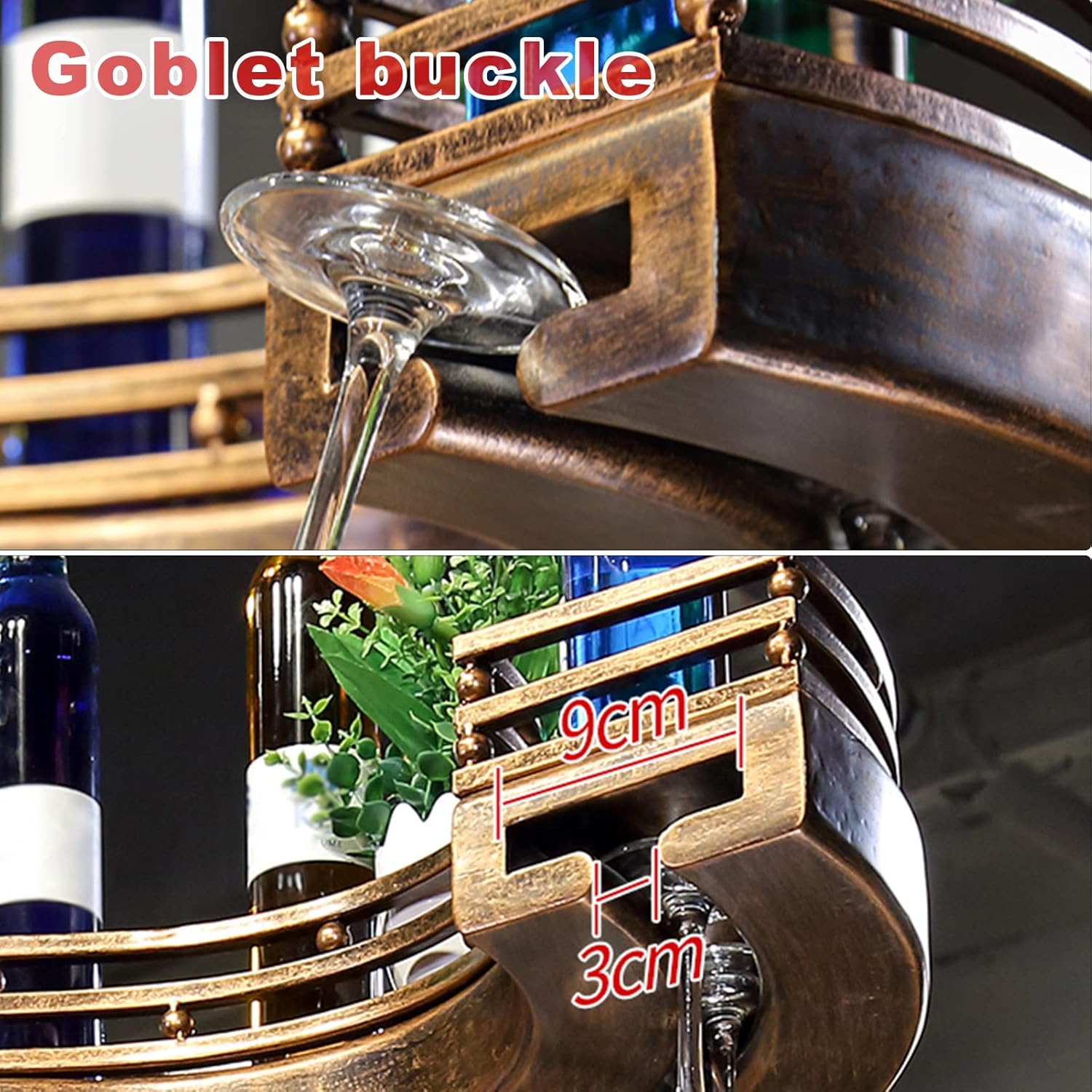 LUCEAE 2-Layer Hanging Wine Rack Wall-Mounted Space-Saving Iron Sturdy