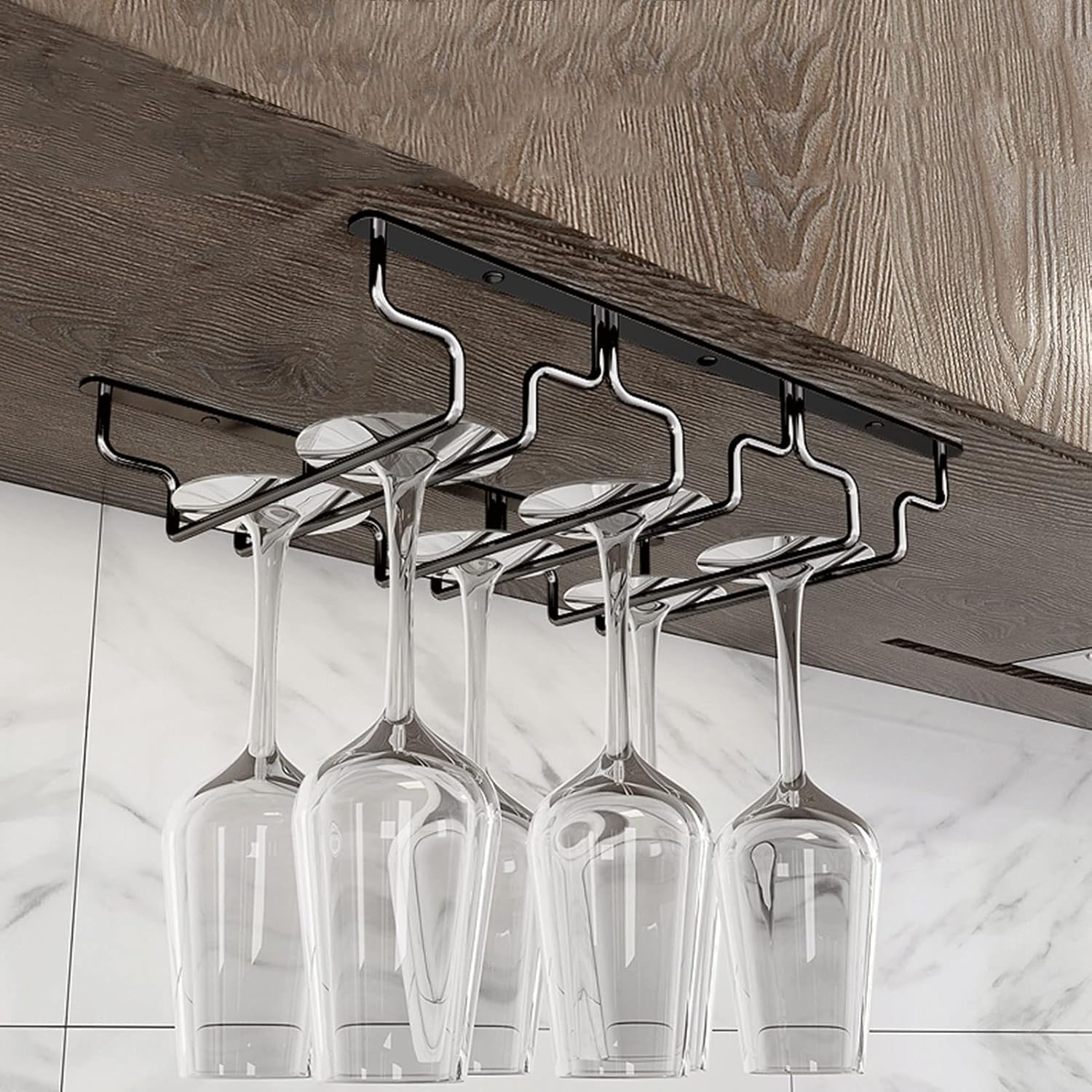 DTDMY Stainless Steel Wine Glasses Rack Under Cabinet