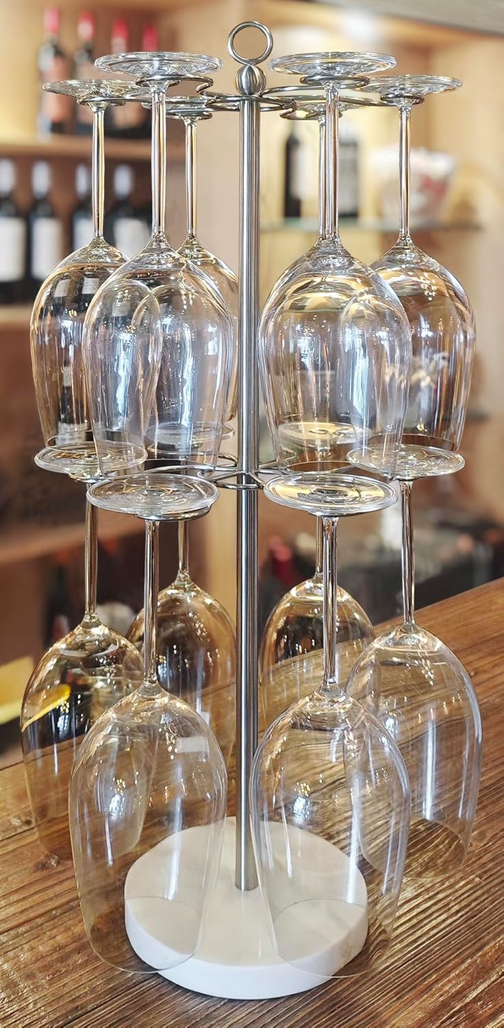 GZILA 12 Glass Wine Holder with Marble Base