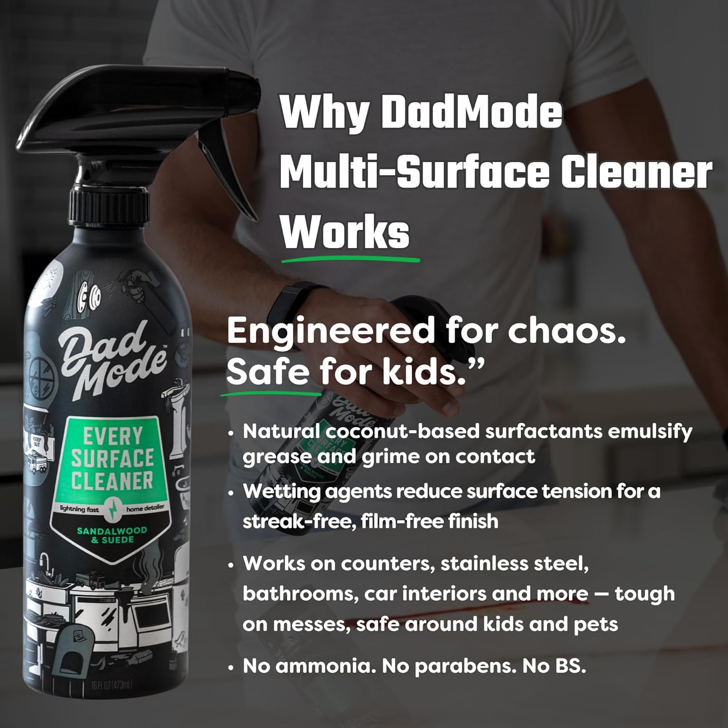 DadMode Streak-Free Surface Cleaner 16oz Aluminum Bottle
