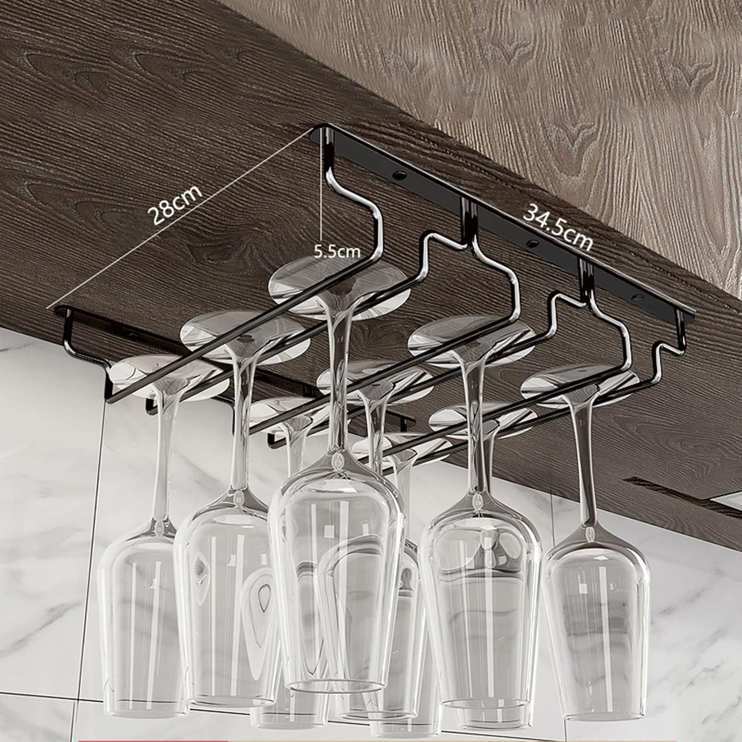 DTDMY Stainless Steel Wine Glasses Rack Under Cabinet
