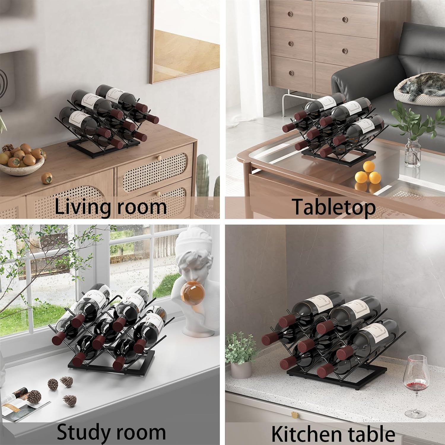 KOKSTOP Black Metal Wine Rack with 7 Bottles Capacity