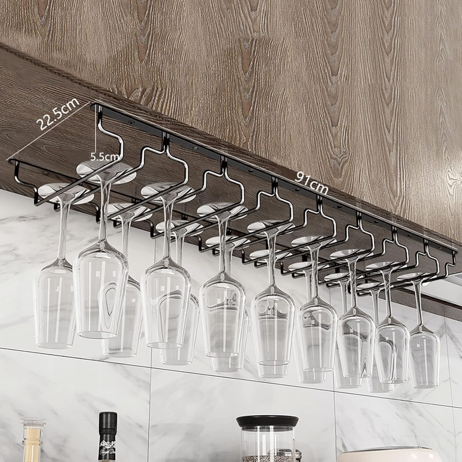 Under Cabinet Wine Glass Rack Holder Organizer