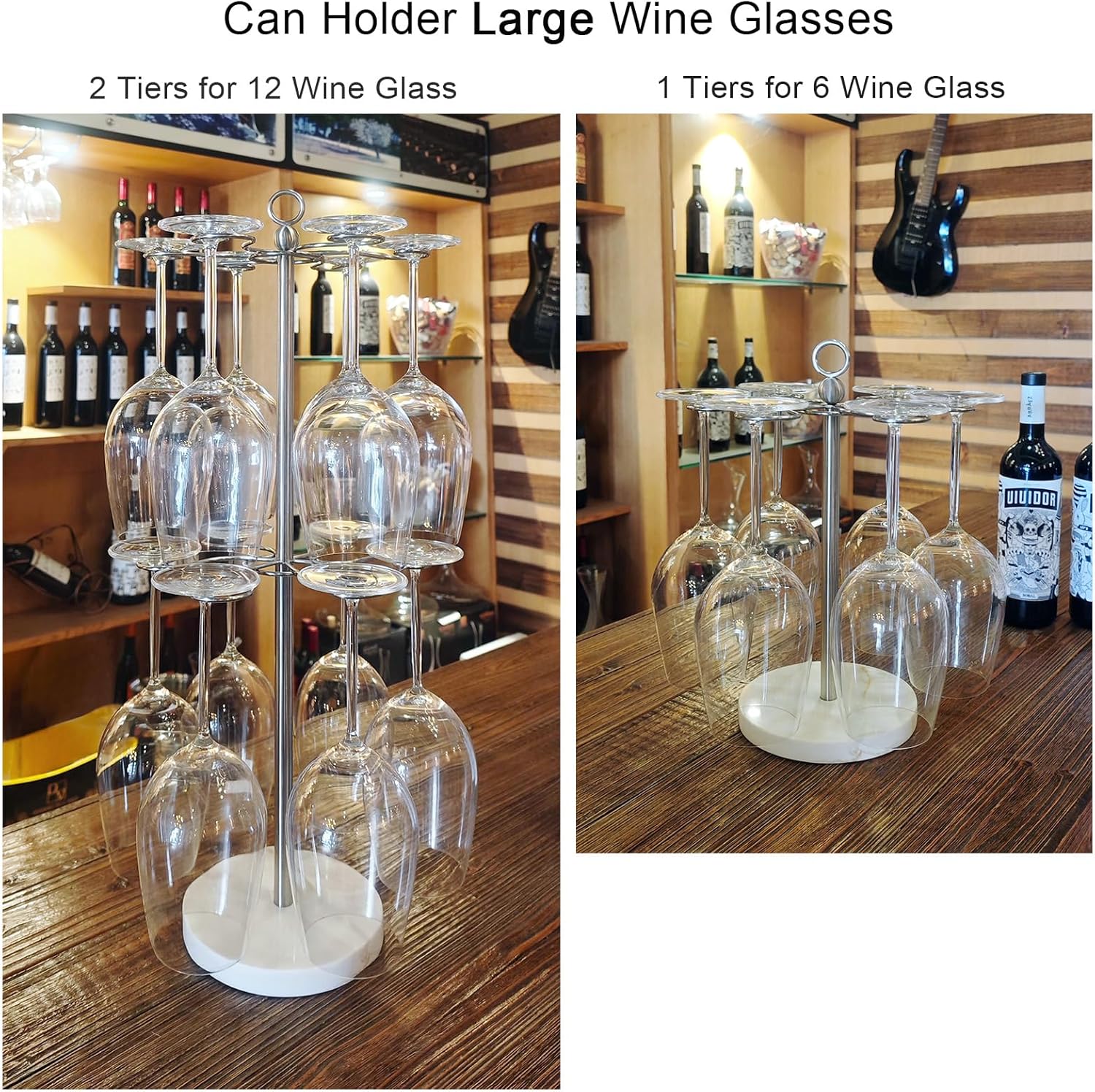 GZILA 12 Glass Wine Holder with Marble Base