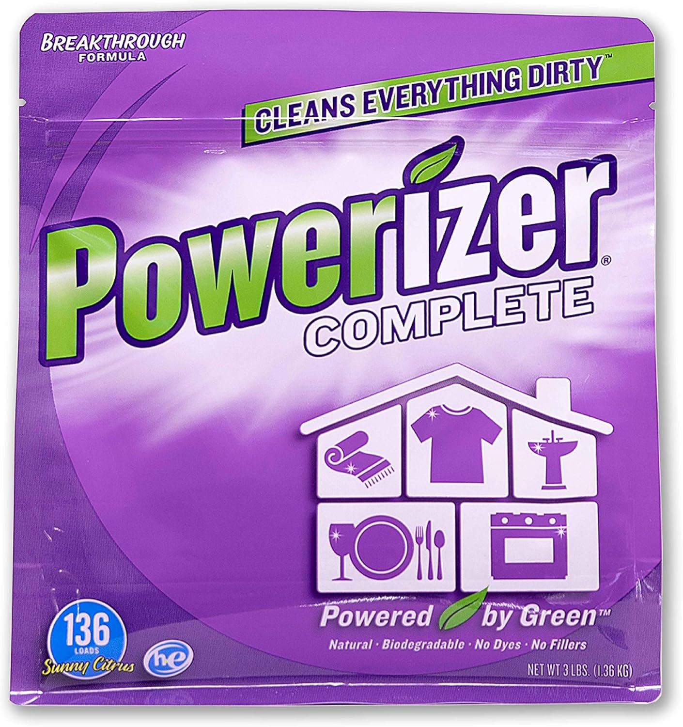 Powerizer 3 lb Laundry Dishwasher Powder Detergent