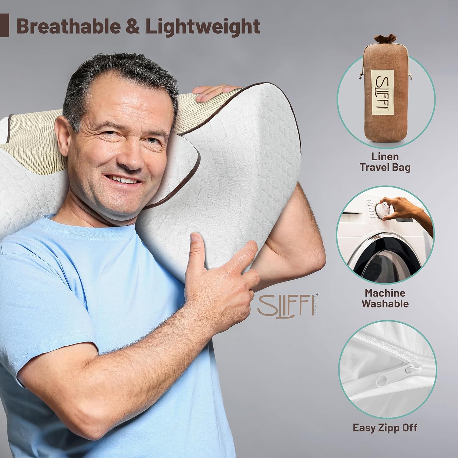 SLIFFI Cervical Memory Foam Pillow for Neck and Shoulder Pain