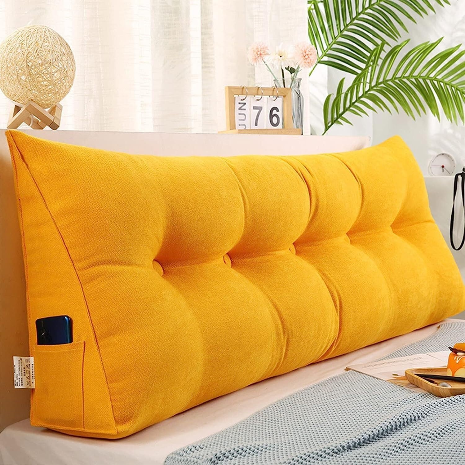 COZMAX Queen Triangular Reading Pillow - Yellow 79inch