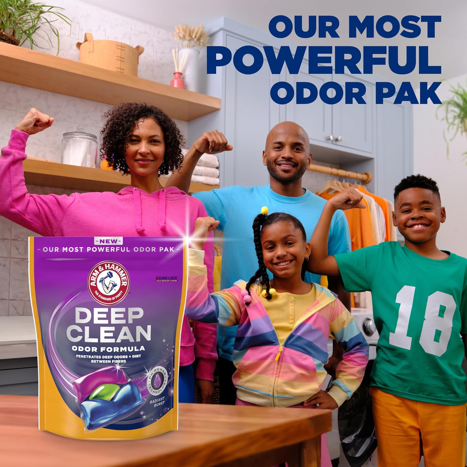 ARM HAMMER Deep Clean Odor Laundry Detergent Paks 44 Count 44 Loads